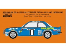 Decal – Opel Ascona 400 - 1981 Rallye Monte Carlo 4th place - Kullang / Berglund 1/24